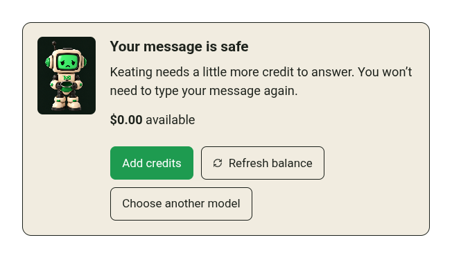 Credit recovery card after insufficient funds.