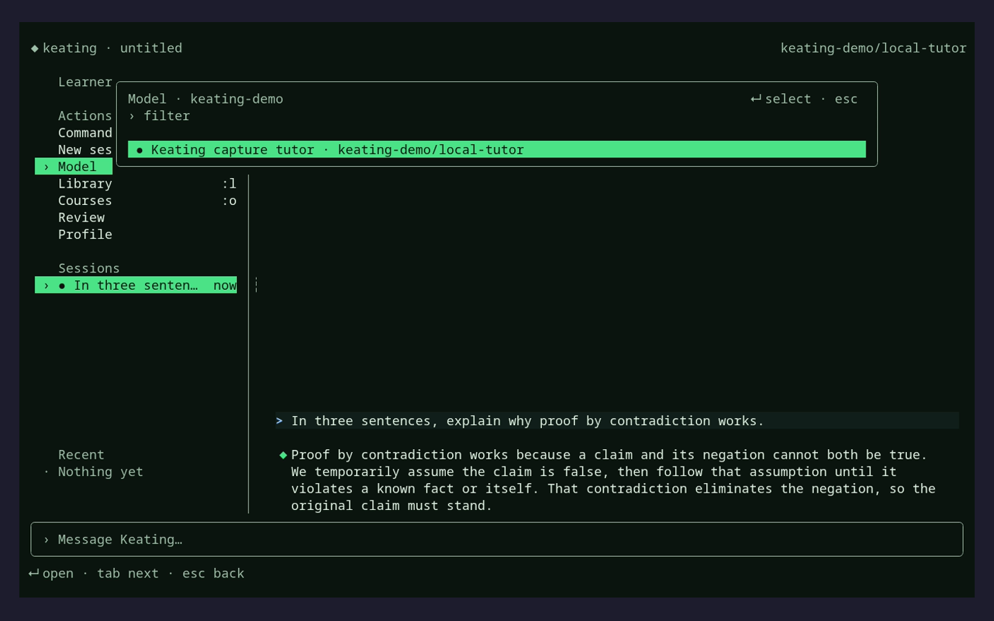Production terminal model selection interface.